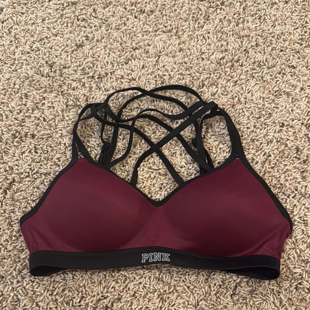 PINK Victoria's Secret Red and Black Lace Bras